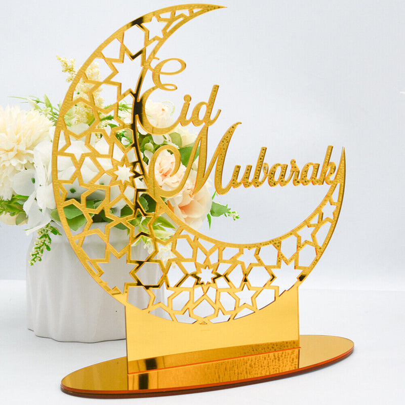 EID Mubarak Supplies Acrylic Islamic Muslim Ramadan Desktop Decorations Ornament