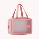 Multifunction Womens Cosmetic Wash Bag PVC Waterproof Bag (Pink Large)