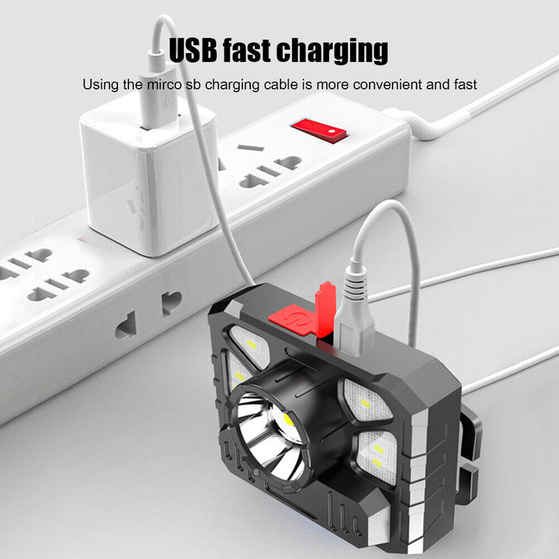 Portable LED + COB USB Headlamp Rechargeable Waterproof Headlight Fishing Lamps