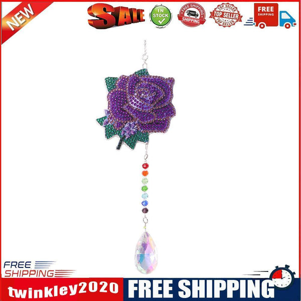 Diamond Drill Rainbow Collection Hang Crystal Prisms Wind Chime (Rose)