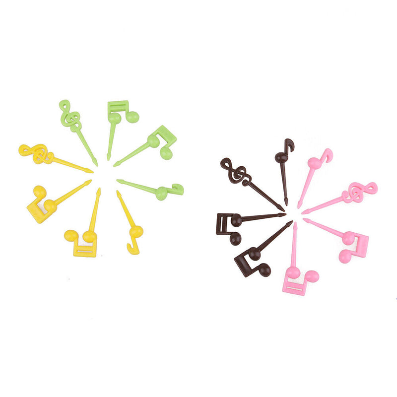 16pcs/Novelty Fruit Forks Plastic Musical Note Shape Food Fruit Fork