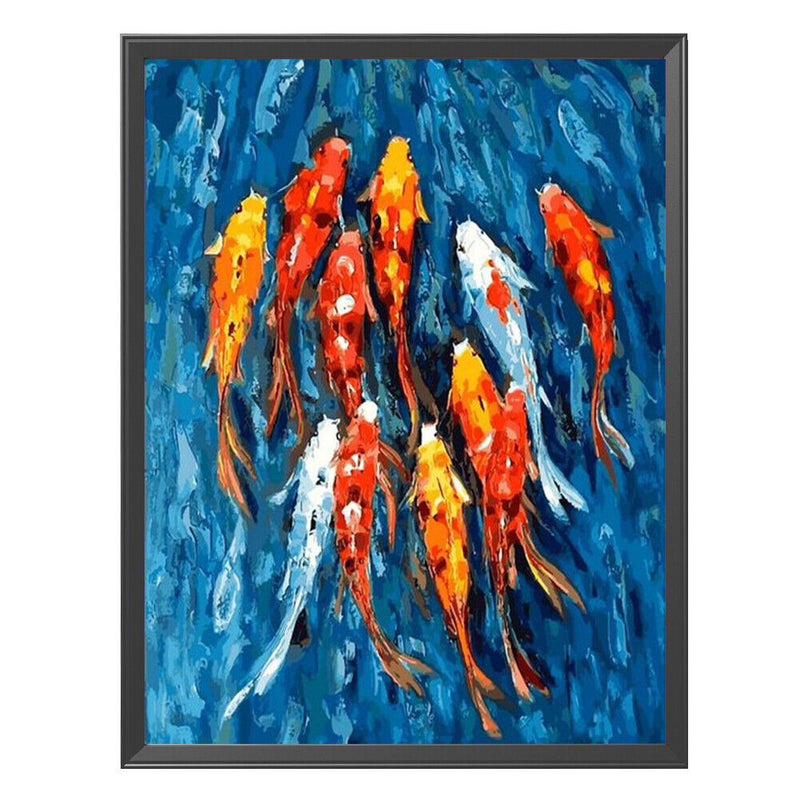 Full Embroidery Koi Fish Stamped Canvas 11CT DIY Cross Stitch Kits Decor Gifts