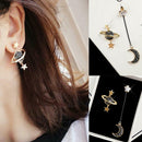 Korean Style Moon Star Planet Drop Dangle Earrings Jewelry Asymmetric Top W6N0