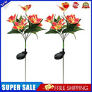 2x LED Solar Garden Orchid Light Waterproof Landscape Fence Decor (Orange)