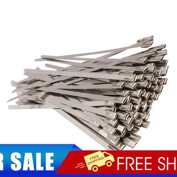 100PCS 4.6x150mm Stainless Steel Exhaust Wrap Coated Locking Cable Zip Ties