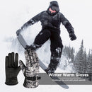 Winter Men Warm Skiing Fleece Gloves with Buckle Thickened (Camo Grey)