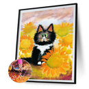 5D Sunflower Cat Mosaic Diamond Painting Drawing Full Round Drill DIY Art Craft