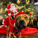 Dog Clothes Pet Warm Coat Christmas Santa Riding Deer Hooded Costume (L)