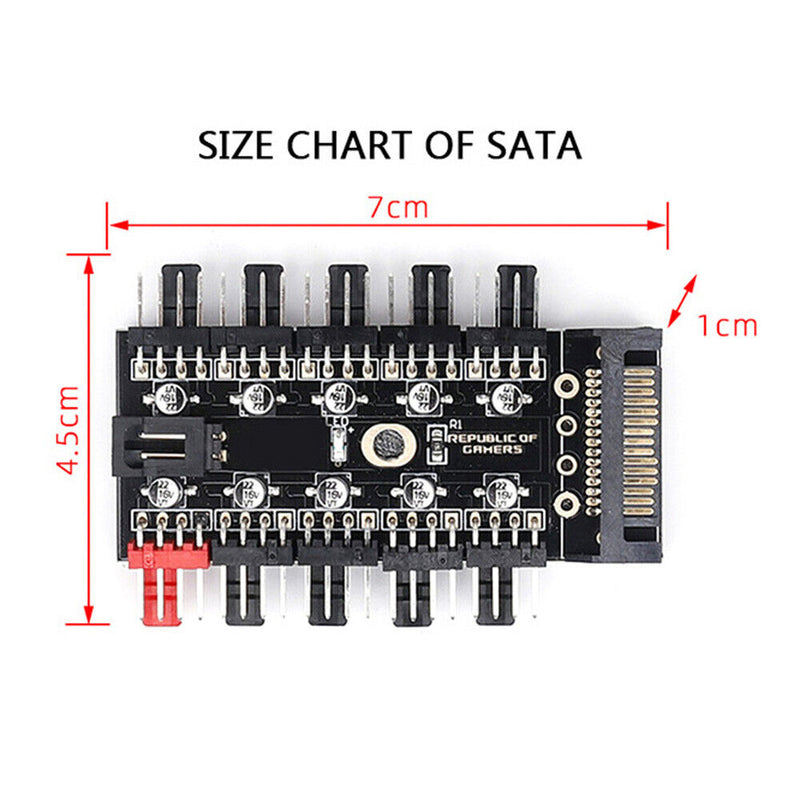 1 to 10 4Pin PWM Fans HUB SATA Power/Large 4D Port Cooler Extension Splitter