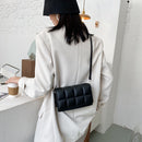 Casual Lattice PU Square Commuter Envelope Bag Women Flap Solid Crossbody Purse