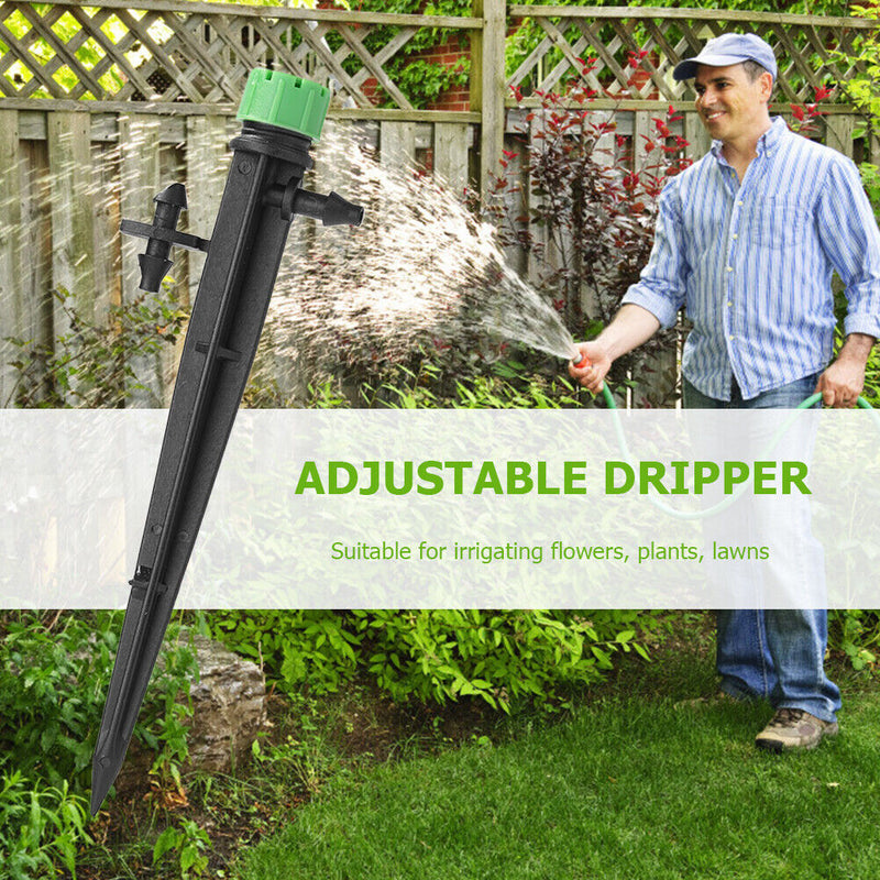 50pcs Adjustable Sprinkler Spray Dripper Drip Emitter 360 Degrees Stake Noz