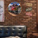 Round Train Retro Metal Plate Tin Sign Plaque for Bar Pub Club Cafe Poster