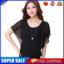 Plus Size Summer Chiffon Ruffle Bat Sleeve Blouse Solid Women Tops (2XL)