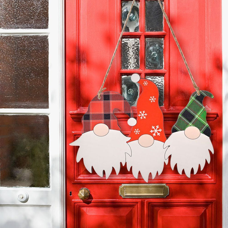 Xmas Decor Sign Gnome Door Hanger Christmas Door Decoration Hanging Sign Wood