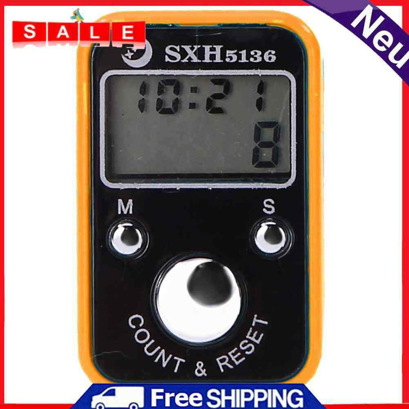 Mini Finger Counter Electronic Tally Counter with Time Function (Orange)