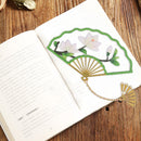 Chinese Style DIY Cotton Bookmark Fan Shaped Tassels Book Marks Needlework Craft