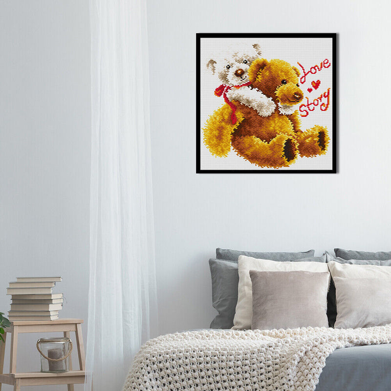 14CT Counted Full Cross Stitch Handcraft Bear Love Artwork Wall Decoration