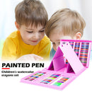 Kids Colored Crayon Watercolors Pens Drawing Set (208pcs with Board Pink)