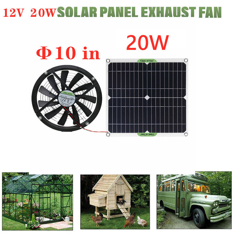 20W 12V Exhaust Fan Outdoor Chicken House Mini Solar Panel Ventilator Fan