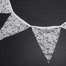 12 Flags 3.2m Beautiful White Hand Tied Flower Cotton Fabric Garland W