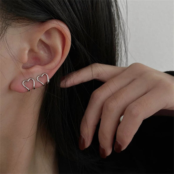 Earrings Geometric Heart Clip Earrings C-shape Ear Clip Aesthetic Jewelry