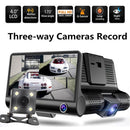 4"" 1080p HD 170° 3 Lens Car DVR Dash G-Sensor Recorder + Rear View Camera