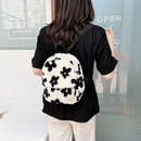 Fashion Women Flowers Printing Backpack Casual Students Plush Mini Rucksacks