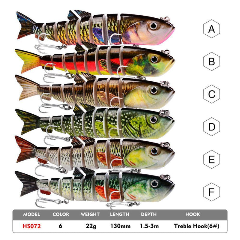 13cm 22g Plastic Lure 8-section Artificial Hard Bait Sea Fishing Tackle (D)