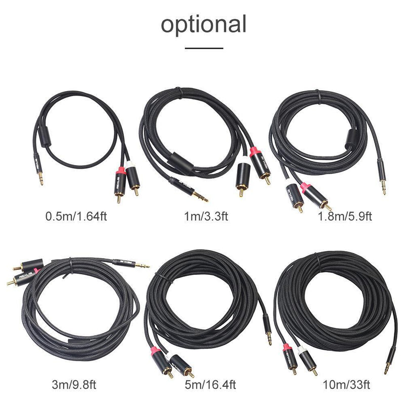3pcs 3.5mm Jack Male to 2 RCA Aux Cable Cotton Braid for Home Theate (10 m)