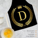 Letter D Printed Linen Apron Kitchen Waterproof Home Cooking Bibs (82x68cm)