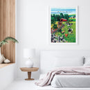 5D DIY Full Drill Round Shape Farm Cow Rhinestone Diamond Drawing for Home