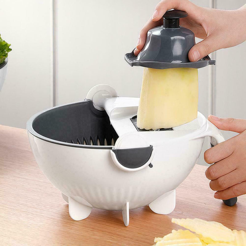 9 in 1 Multifunctional Vegetable Cutter With Drain Large Basket Capacity H E6B4