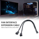 CPU PC Case Fan 4 Pin Extension Y Splitter Cable 4 Pin to 3/4 Pin (Black)