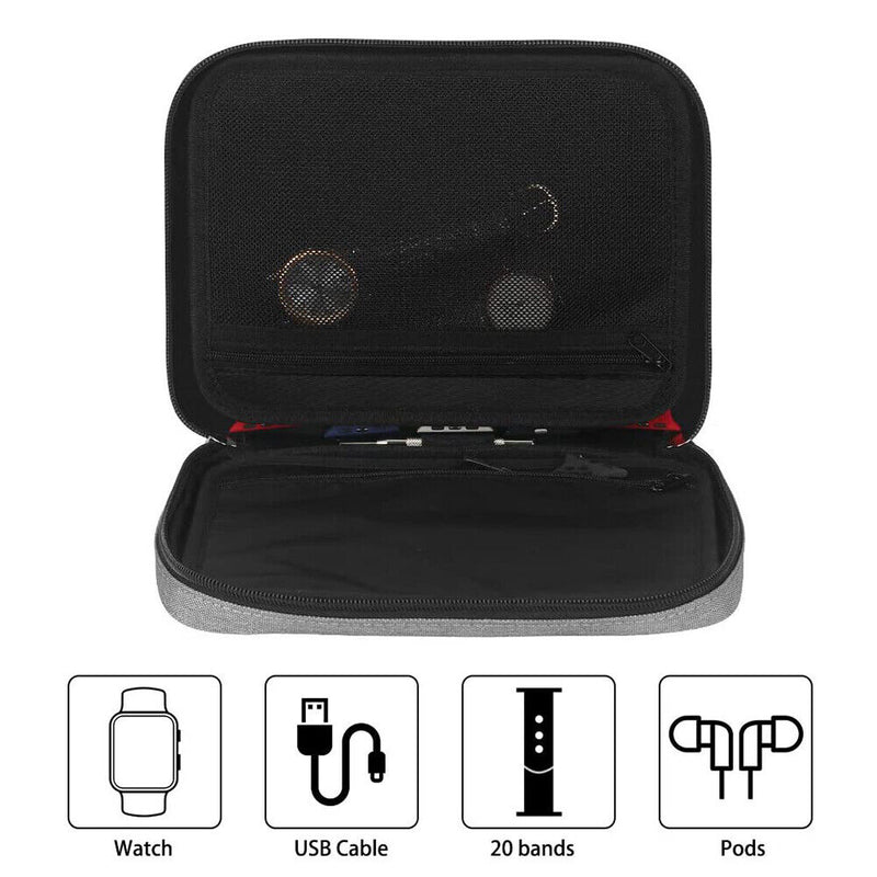 Portable Watch Band Organizer Storage Bag USB Cable Travel Handbag (Grey) Newly