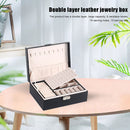 2 Layer Women Jewelry Box, Lockable Organizer, Display Storage Case (Black)