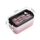 Lunch Bento Box Microwave Heating Split Double Layer Food Storage (Pink) Newly