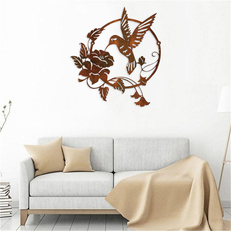 Wrought Iron Bird Garden Indoor Outdoor Hanging Metal Wall Hanging Art Decor
