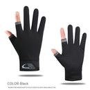 Fishing Gloves Anti-slip 2 Cut Finger Breathable Cycling Mitten (Black) Newly