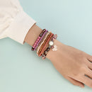 Ladies Beach Style Jewelry Multi Layers Beaded Alloy Bracelet Layered Pendant