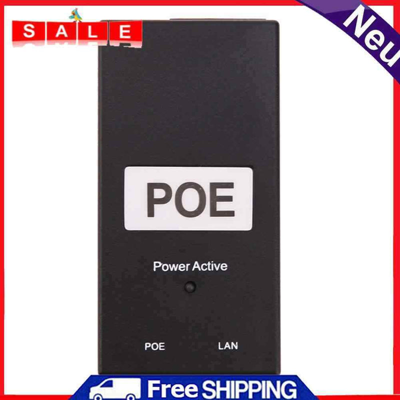 48V 0.5A 24W Desktop POE Power Injector Ethernet Adapter Surveillance CCTV