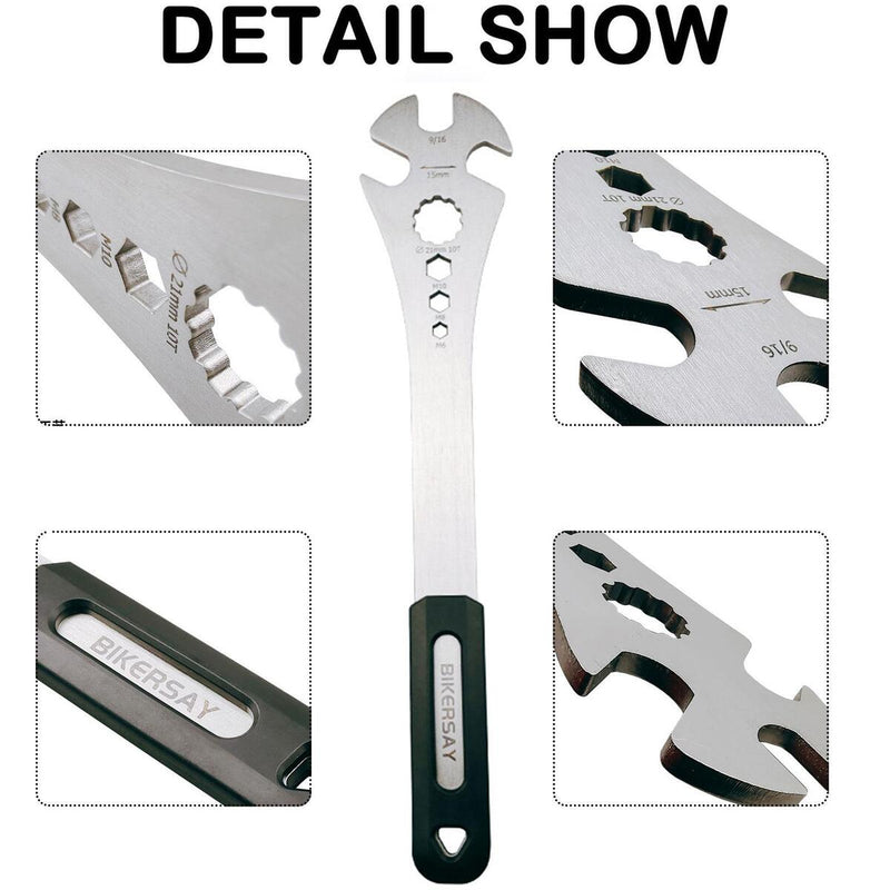 Bicycle Foot Pedal Wrench Spanner Alloy Steel Long Handle Bikes Repair Tool_