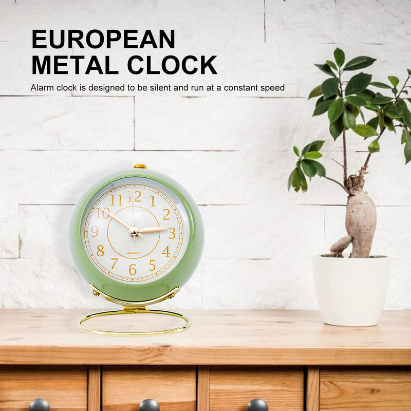 Analog Alarm Clock Light Emitting Silent Non Ticking Clock for Kid (Green)