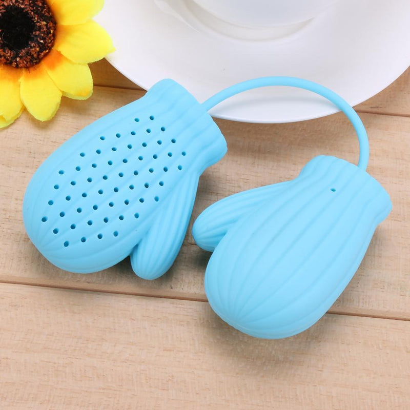 Silicone Christmas Kitchen Coffee Filter Infuser Gloves Tea Strainer (Blue)