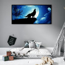 5D DIY Full Round Drill Diamond Paint Night Wolf Mosaic Rhinestone Art Pict