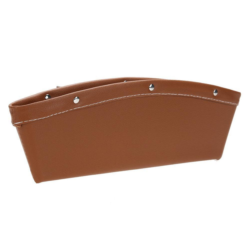PU Leather Catcher Box Car Seat Slit Storage Pocket (Brown)