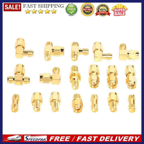 18pcs SMA Set Copper 90 Degree Male Female Coaxial Connector Converter Adap