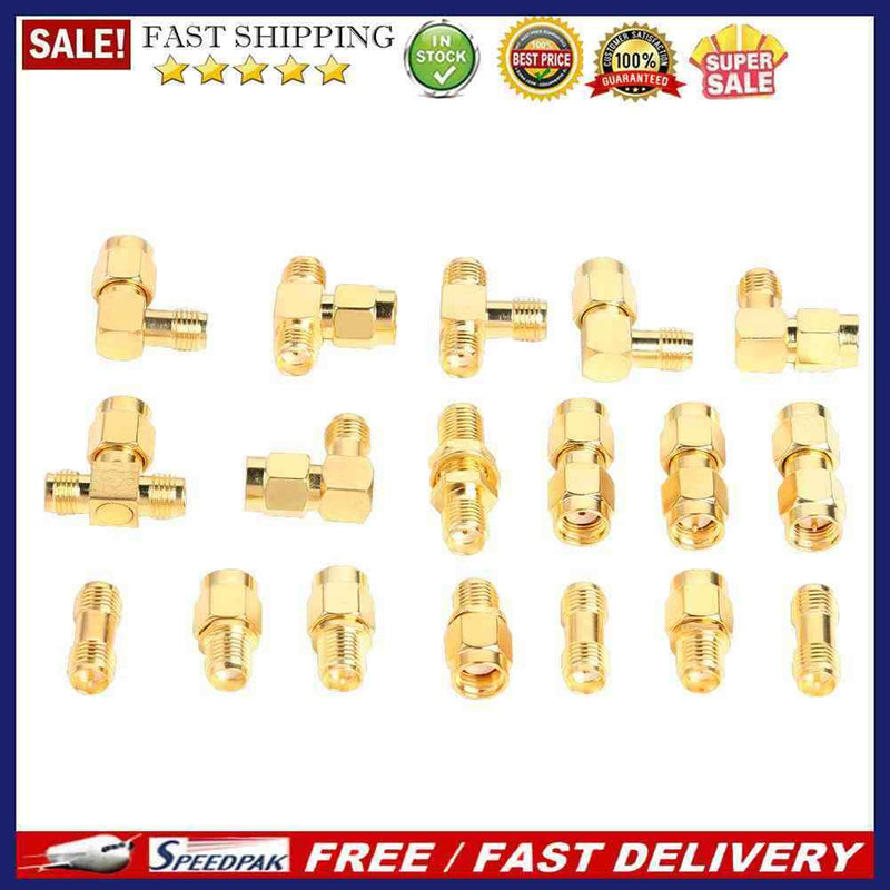 18pcs SMA Set Copper 90 Degree Male Female Coaxial Connector Converter Adap