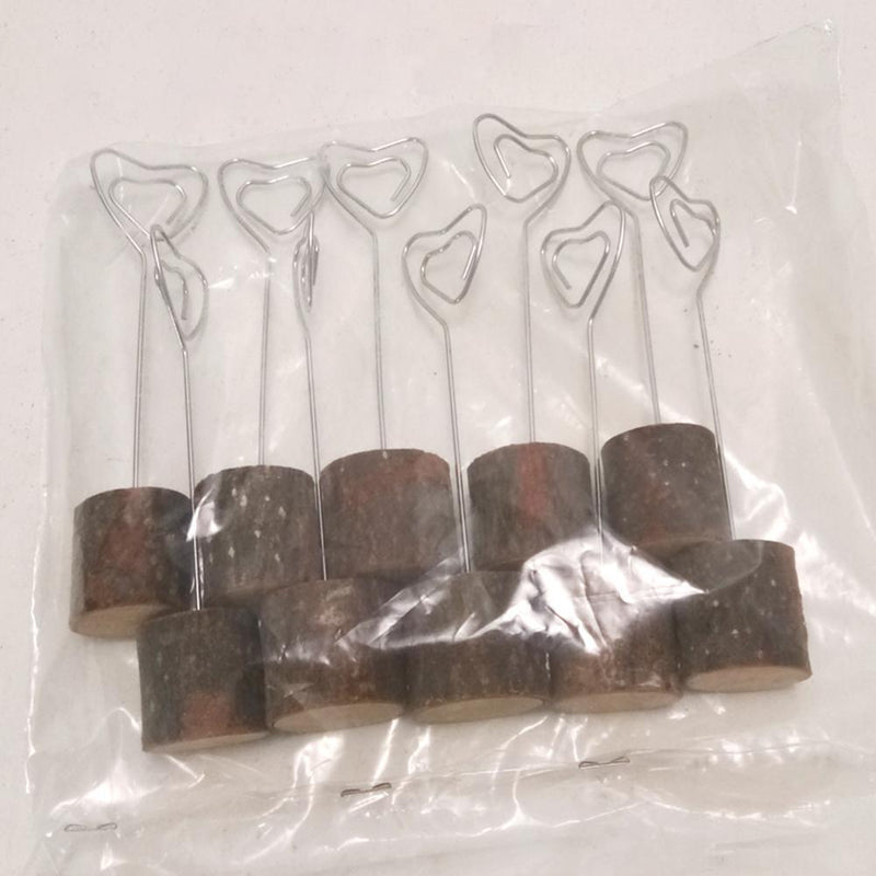 10pcs Wedding Photo Wooden Heart Seat Clips Table Card Picture Holder Party Prop