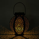 Solar Lanterns - Hollowed Flower Wrought Iron Decor Lanterns Light (Black) Newly