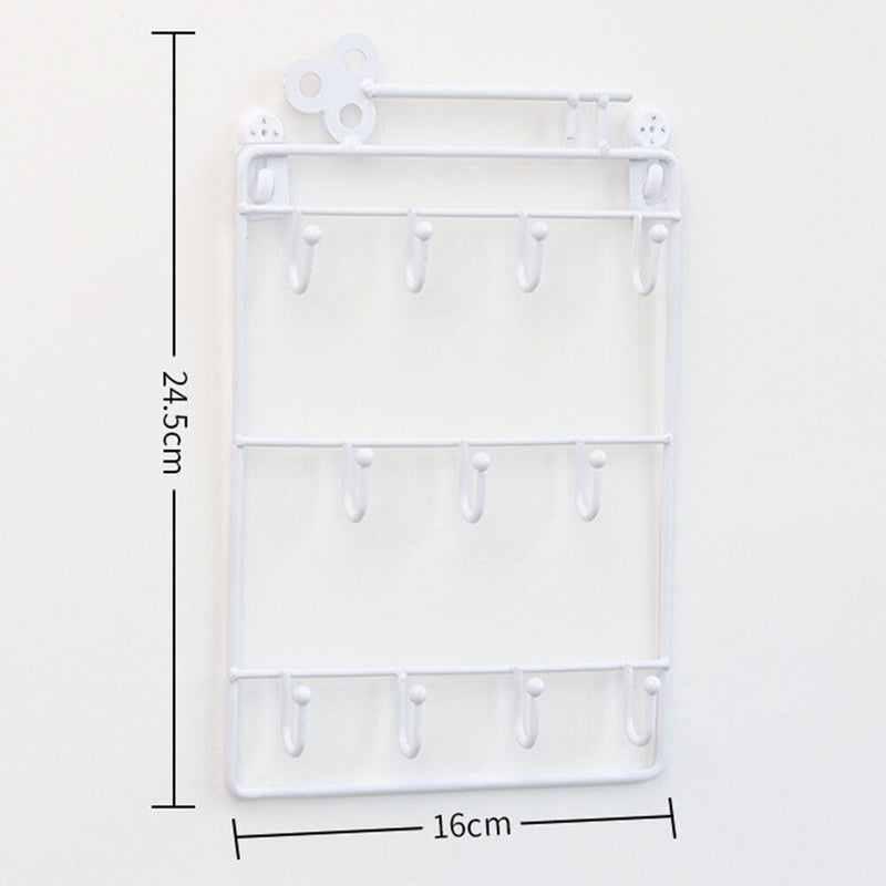 Modern Wall Mounted 11 Hangers Hooks Key Holder Coat Hat Storage Rack Home De